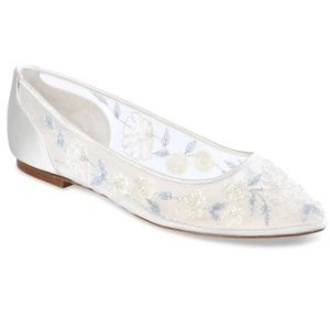 Bella Belle Fiona Flats 10 - Blue & Ivory Lace Wedding Shoes